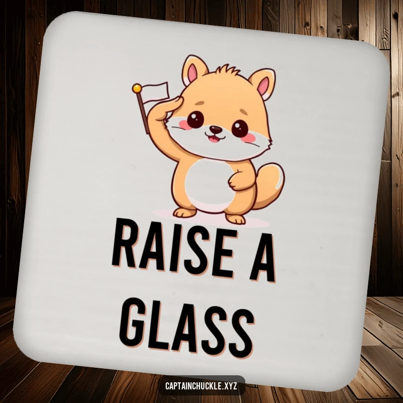 Funny coasters set with a confident small animal saluting a tiny, crisp flag, perfect for patriotic decor.