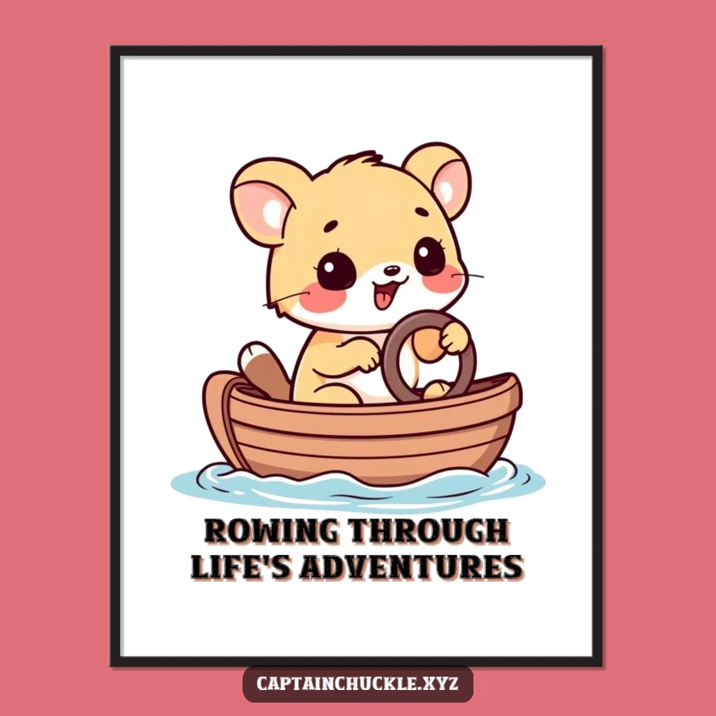 Free Printable Wall Art: Funny Animal Rowboat Captain, Hilarious Downloadable Decor for Sea Lovers