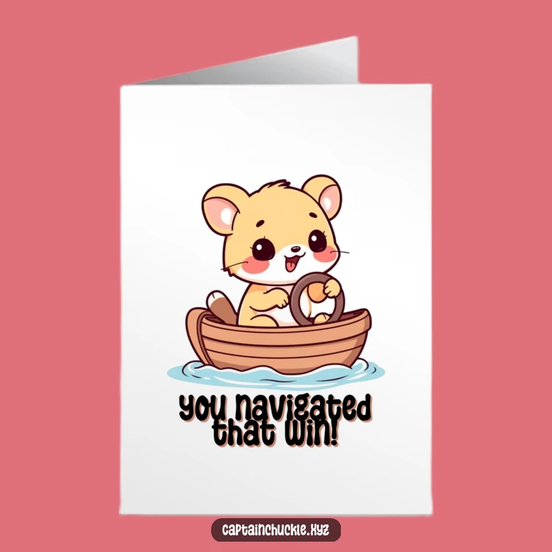 Free Printable Congrats Card: Humorous Animal Rowboat Captain, Downloadable Greeting for Triumphs